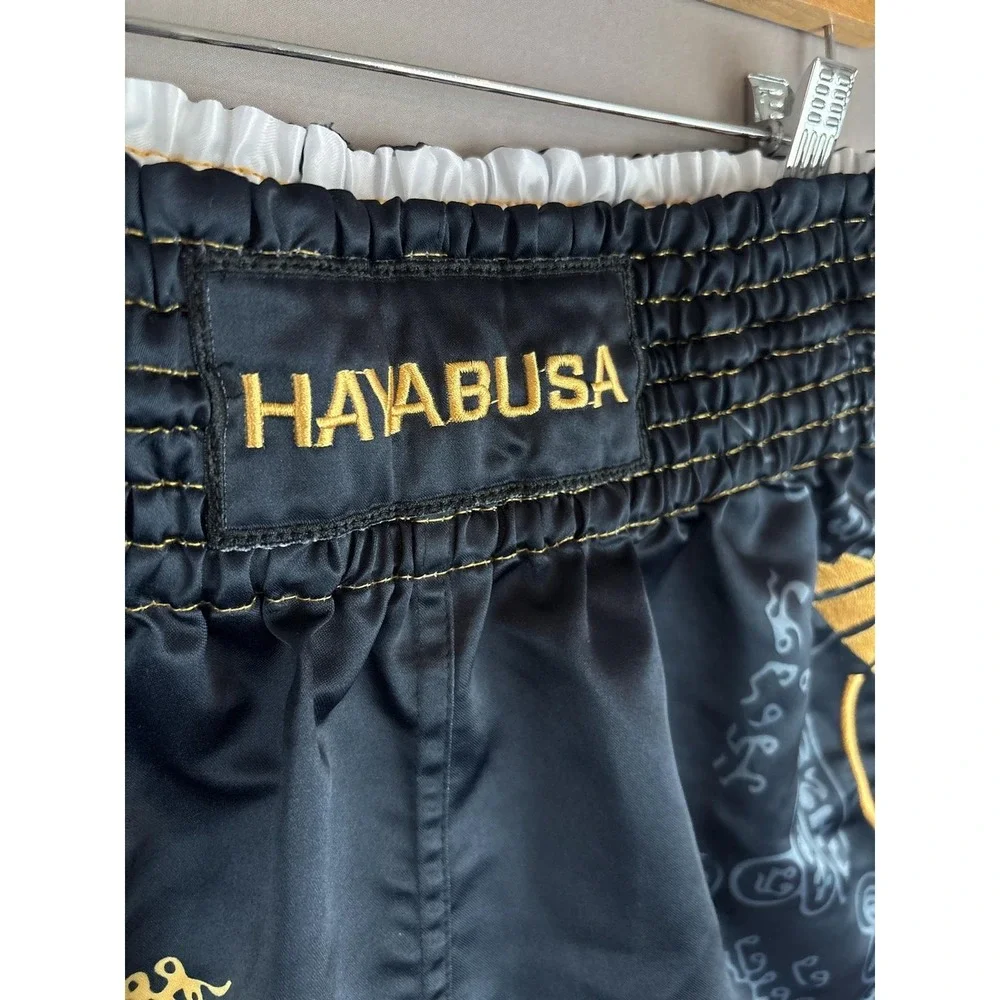 Hayabusa MMA Boxing Shorts Mens Medium Black Gold 3.5" Inseam Muay Thai - Picture 3 of 10